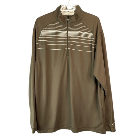 Nike Golf Men’s Fit Dry 1/4 Zip Brown Striped Shirt Brown Cream Striped Size XL - Picture 2 of 12